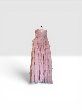 Fashion Class and Fashion Pink Tiered Ruffle Strapless Gown